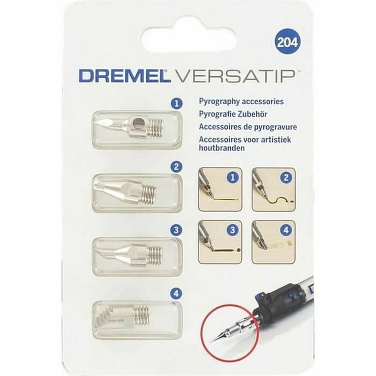 Conjunto de acessórios para pirografia Dremel 204 4 Peças